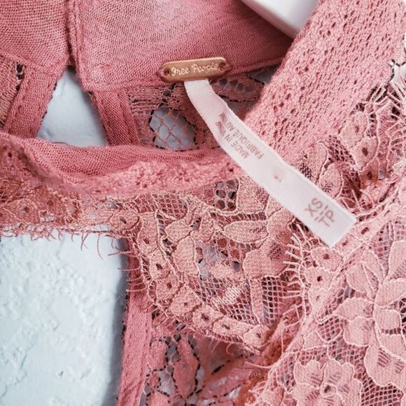 Free People Mauve New Tell Tale Lace Mini Dress - Picture 6 of 7